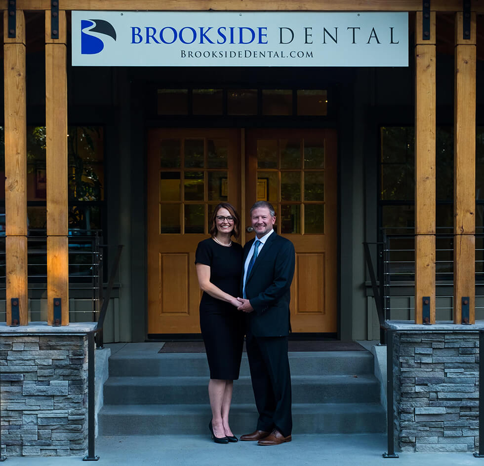 Our Bellevue dentists in front of Brookside Dental office